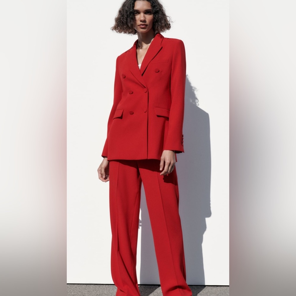 ZARA 2 pcs SET Double breasted buttoned blazer and straight pants NWT